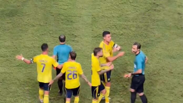 لحظة غضب رونالدو من طرد ماني في نصف نهائي السوبر.. فيديو