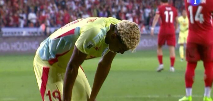 Miss of the year? Watch as Lamine Yamal passes up open goal for Spain in Turkiye demolition
