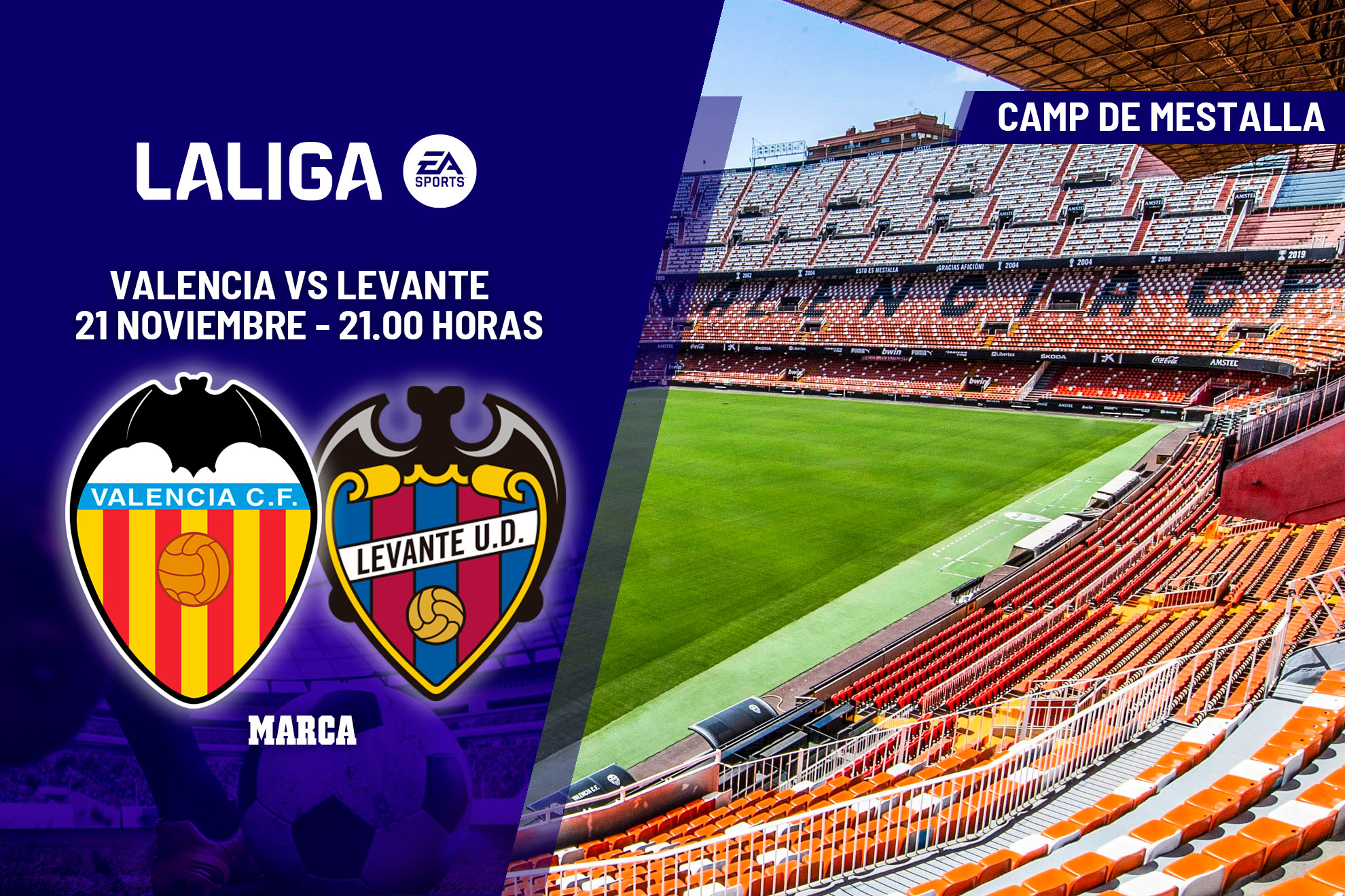 مباراة فالنسيا وليفانتي تقام في ملعب ميستايا