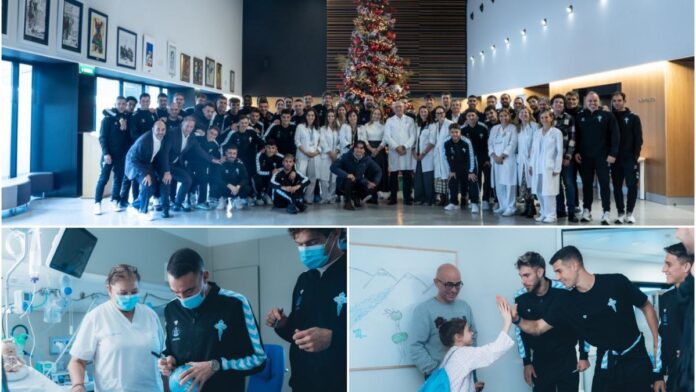 La plantilla del Celta visita a los niños hospitalizados