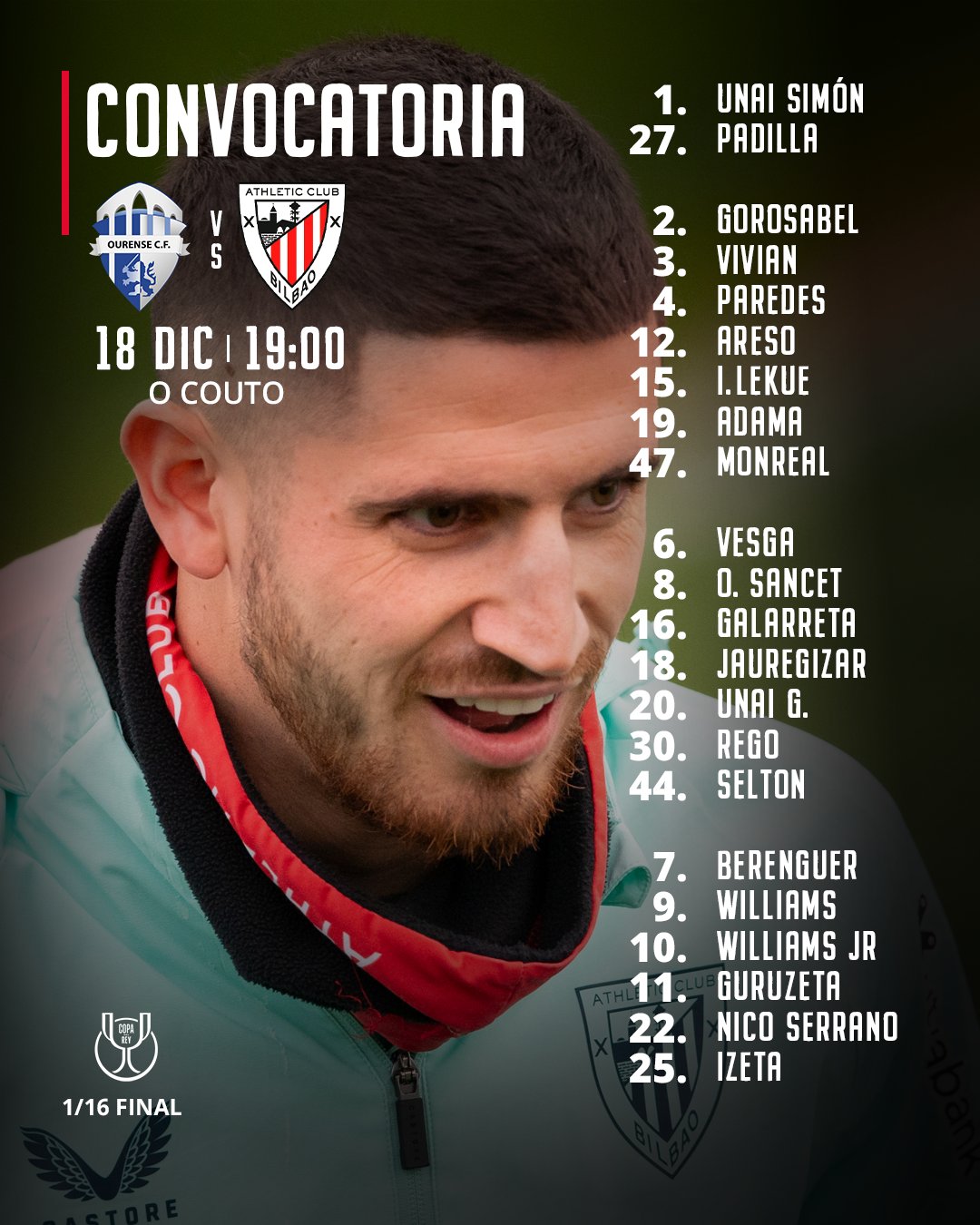 قائمة اللاعبين المدعوين لمواجهة أورينسي