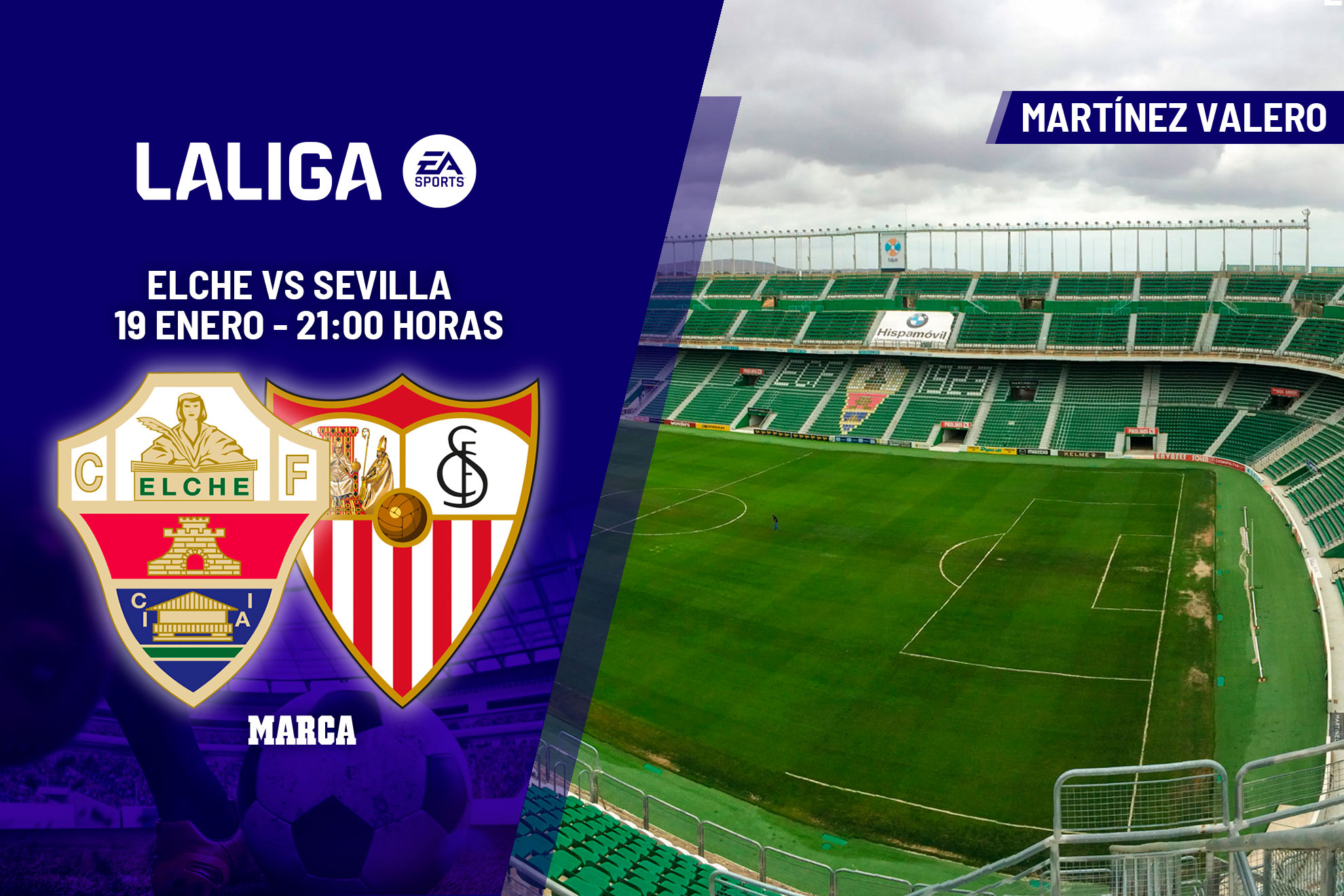 الجولة 20 | إلتشي ضد إشبيلية، الليلة في مارتينيز فاليرو.