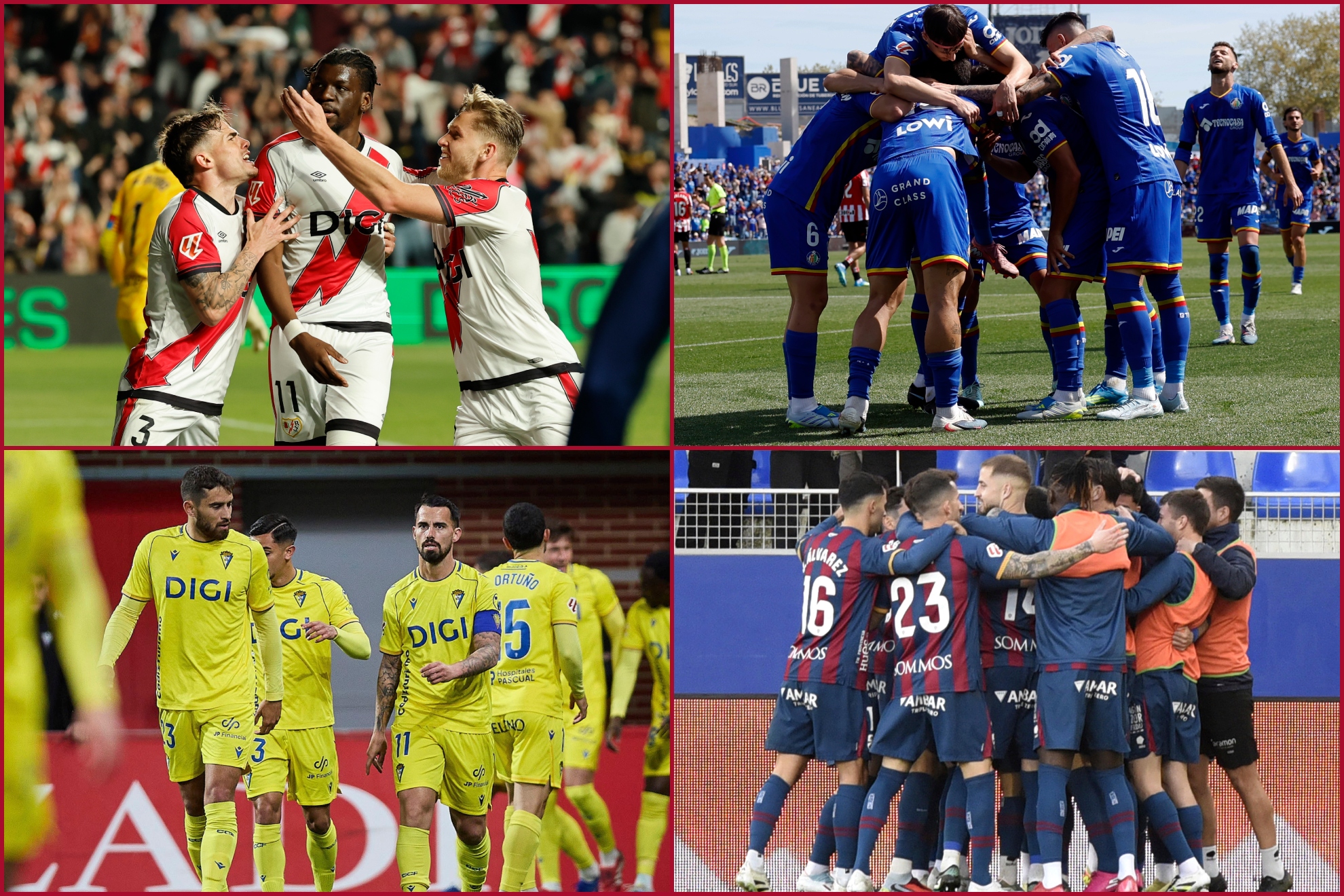 لاعبو رايو فاليكانو، خيتافي، قادش وهويسكا يحتفلون بهدف