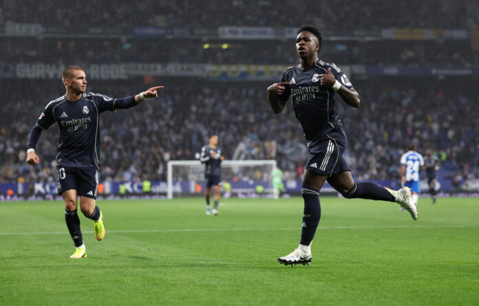 Vinicius Junior delays Barcelona title party as Real Madrid see off Espanyol