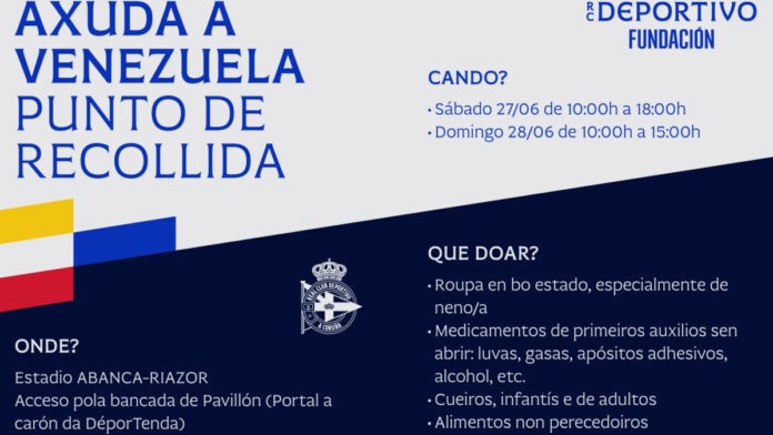Riazor abre sus puertas a una recogida de ayuda humanitaria para Venezuela
