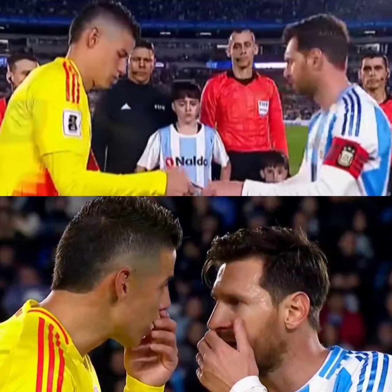 ميسي ورودريغيز خلال مباراة الأرجنتين وكولومبيا