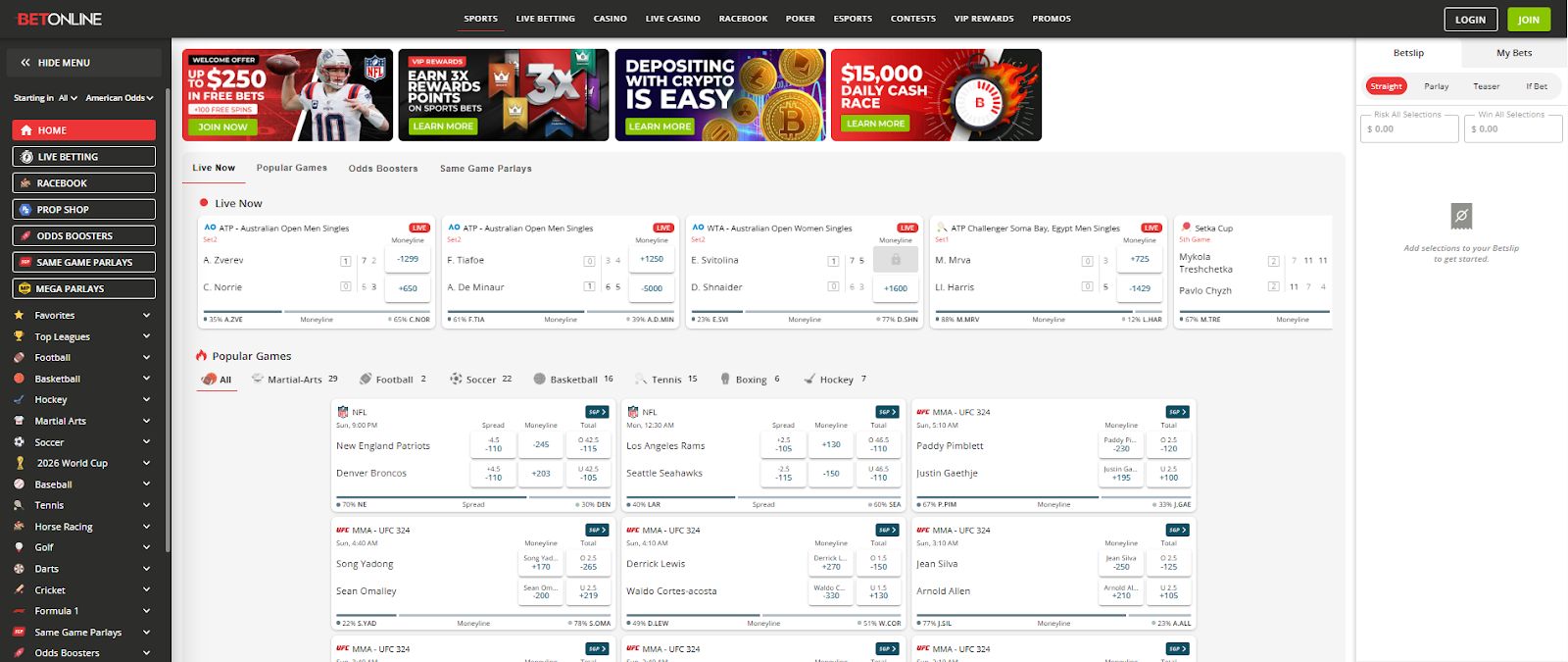 BetOnline منصة مراهنات