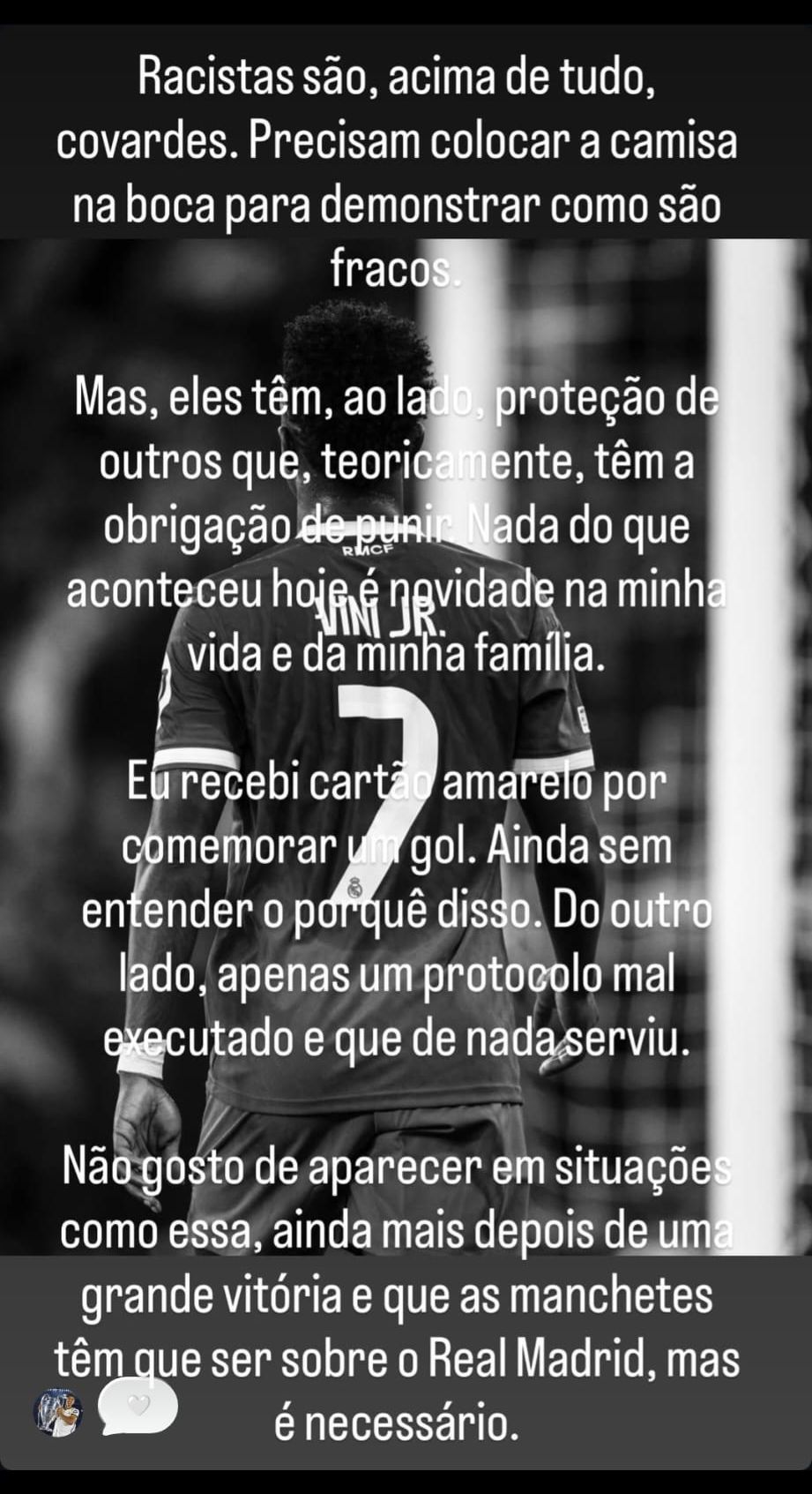 رد فعل فينيسيوس تجاه العنصرية المزعومة من بريستياني.