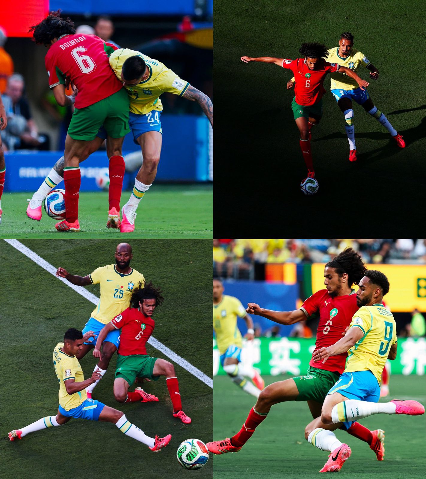أيوب بوعدي في مباراة المغرب والبرازيل